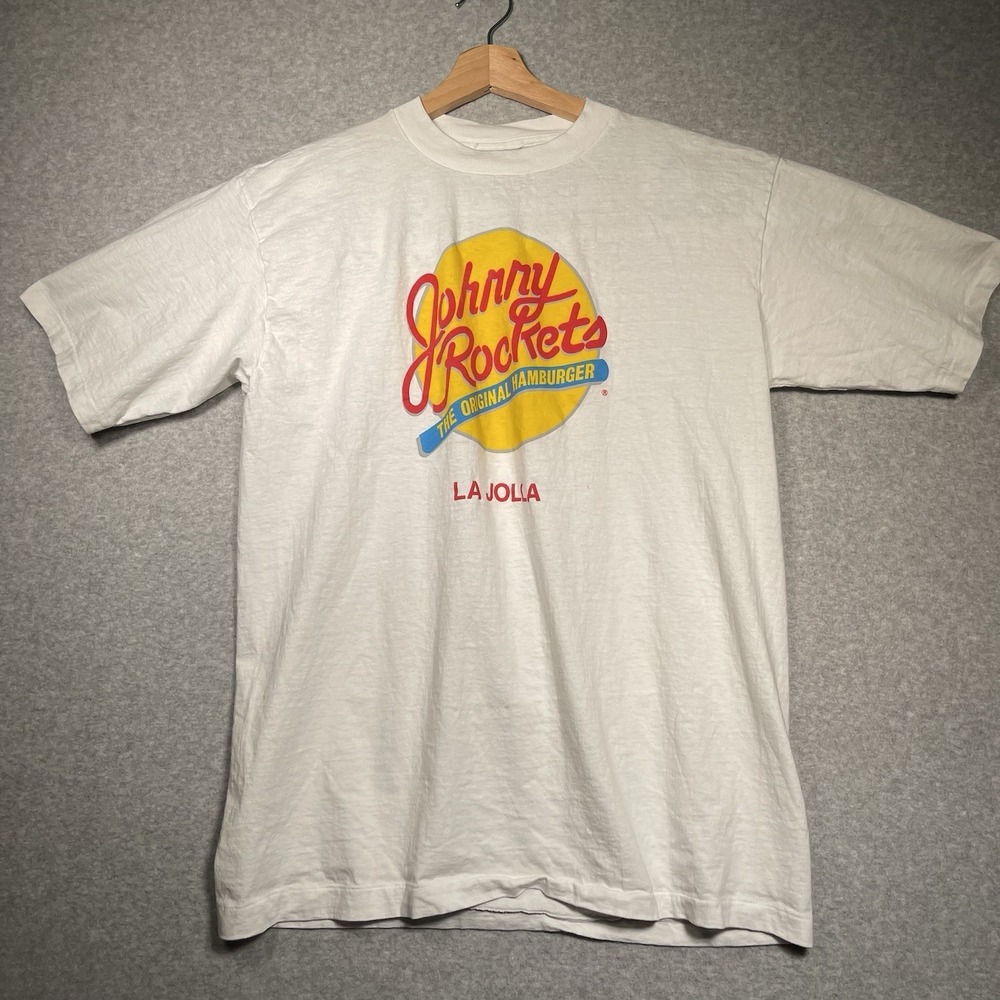 Vtg 90s La Jolla San Diego Johnny Rockets Hamburgers  XL Single Stitch USA‎ Made
